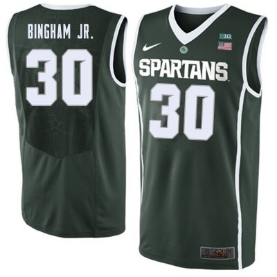 Men Michigan State Spartans NCAA #30 Marcus Bingham Jr. Green Authentic Nike Stitched College Basketball Jersey QS32Y47AG